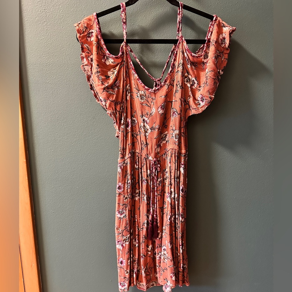 Floral Xhilaration Off the Shoulder Dress